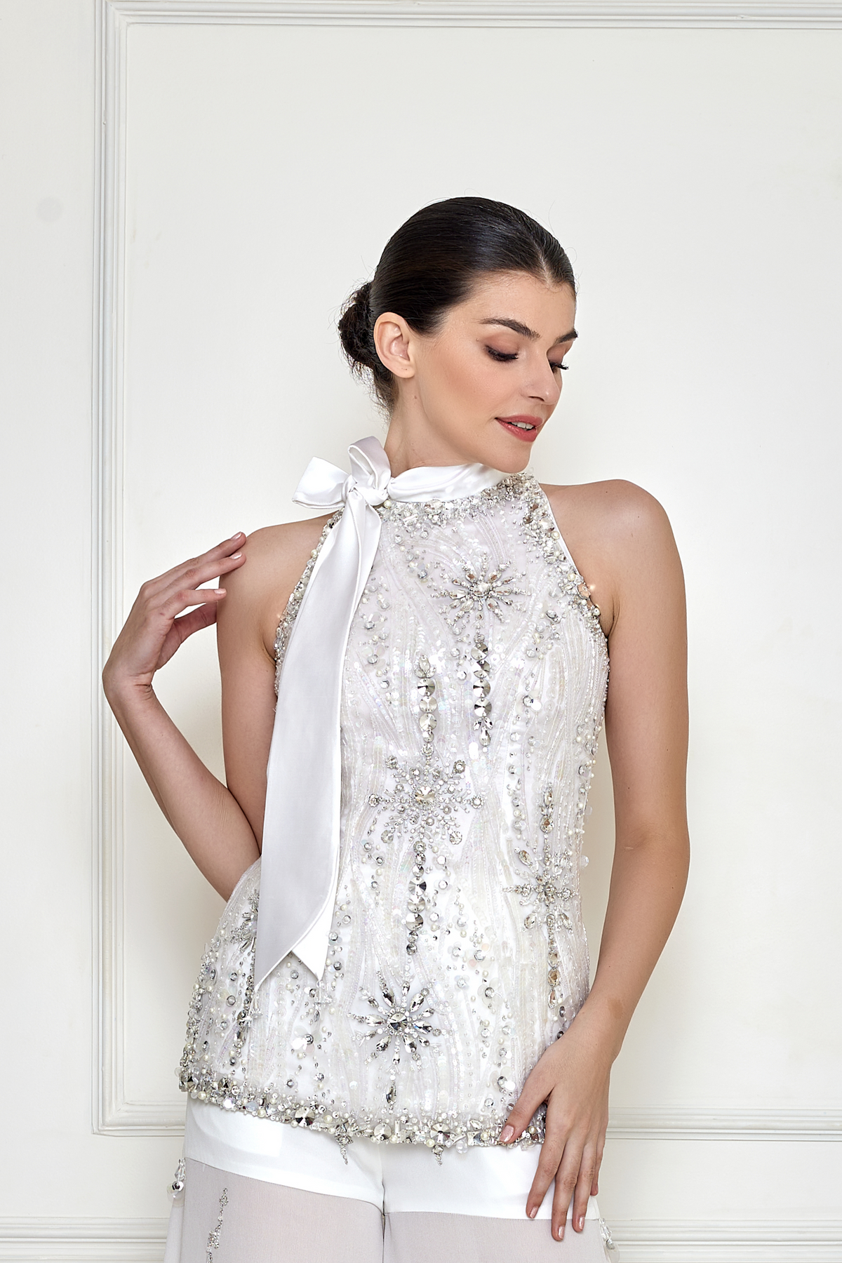 Frost White Sequin Diamond Kurti