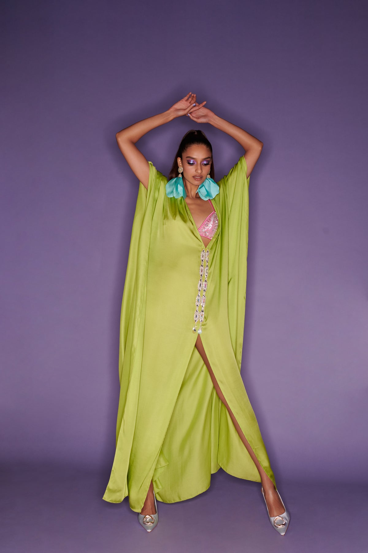 Citrus Green Long Kaftan