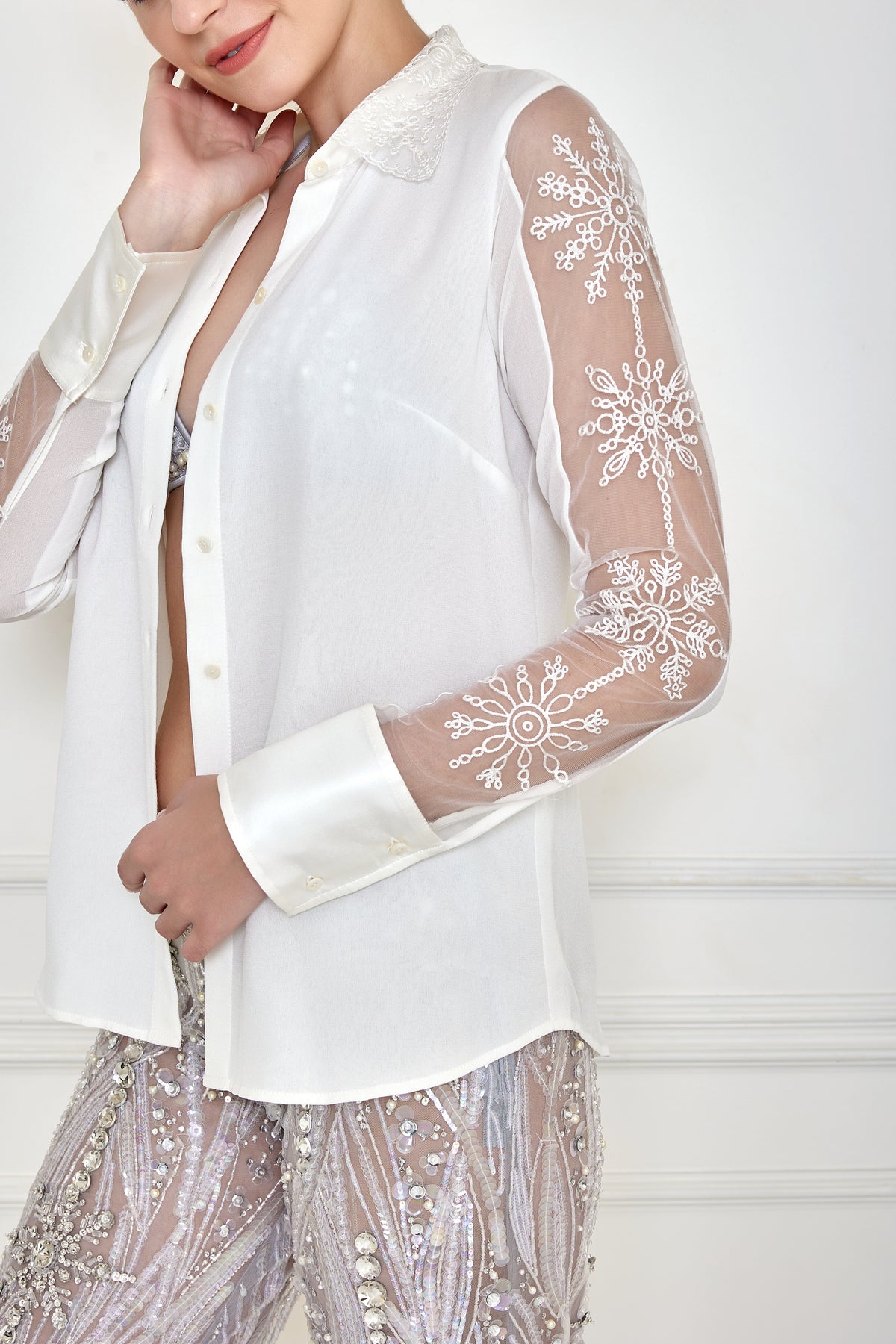 Ivory georgette shirt