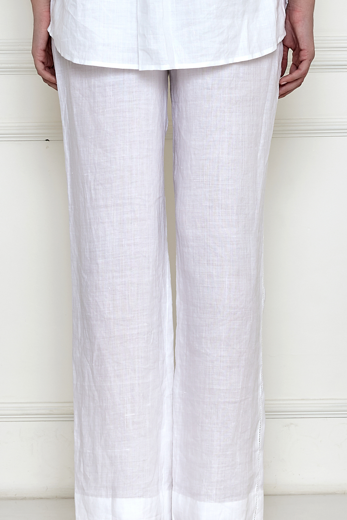 White Linen Drawstring Trouser