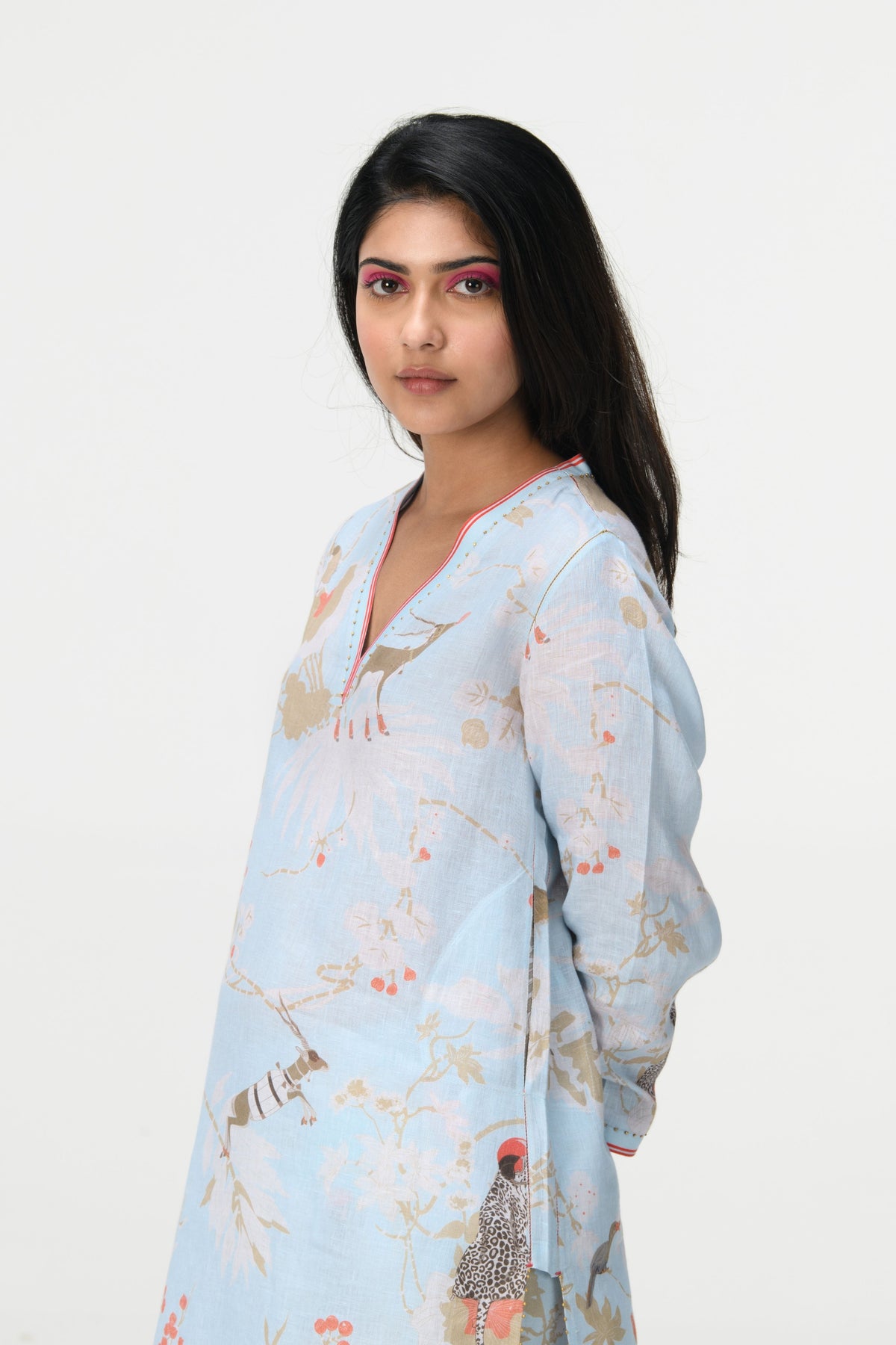 Springforest Ice Blue V Kneck Kurta