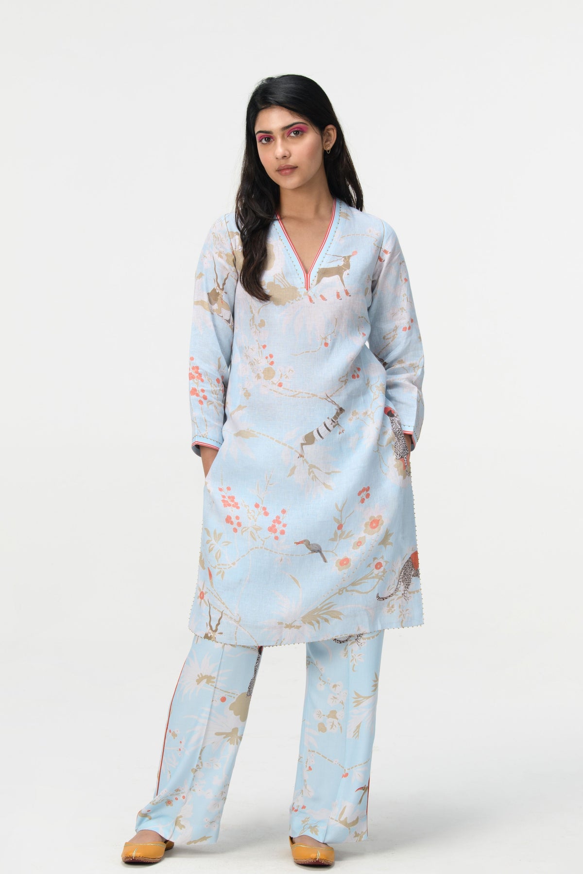 Springforest Ice Blue V Kneck Kurta