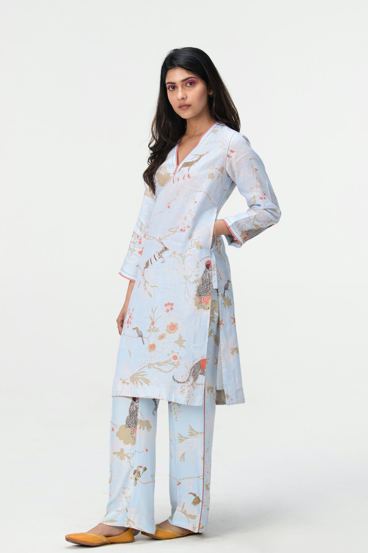 Springforest Ice Blue V Kneck Kurta