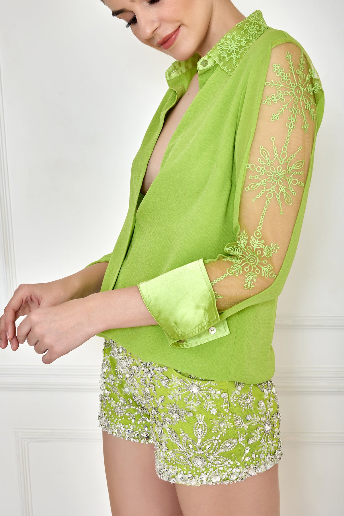 Citrus green georgette shirt