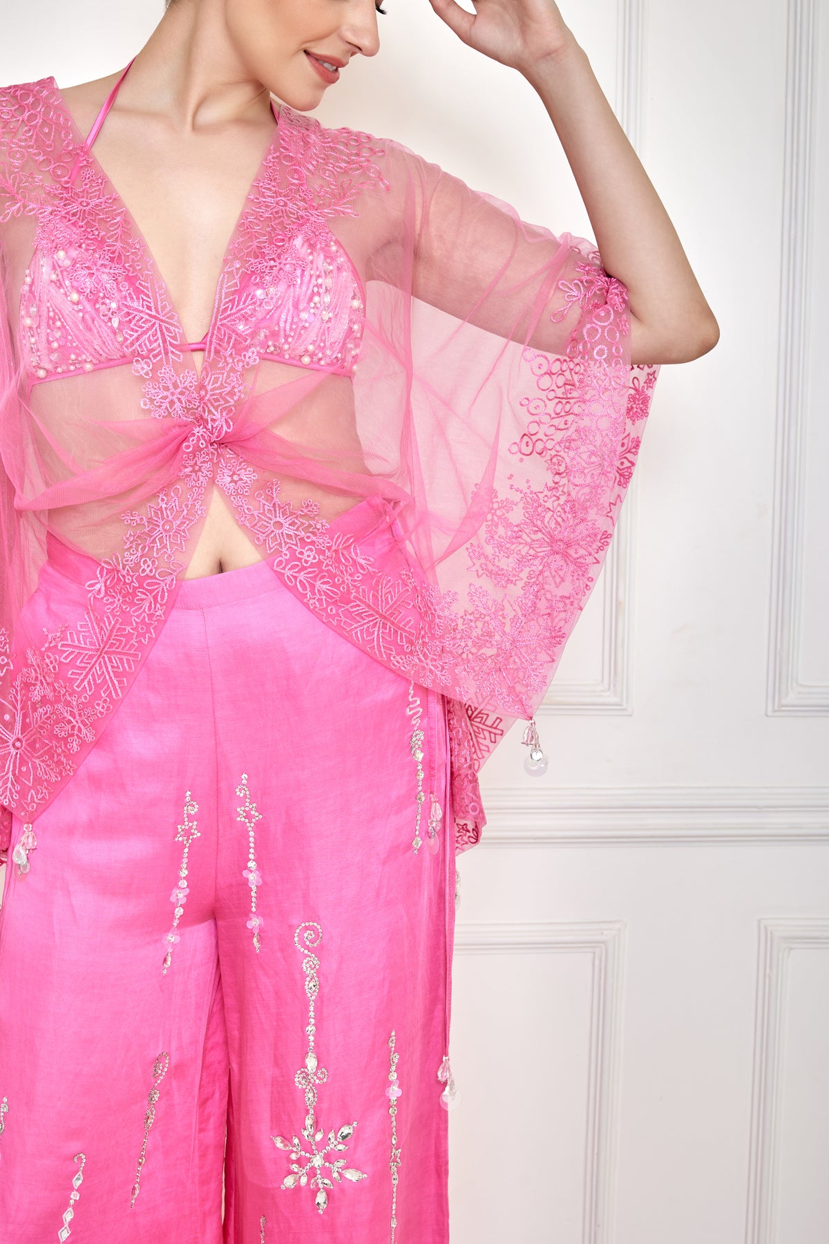 Pink Embroidered Kaftan