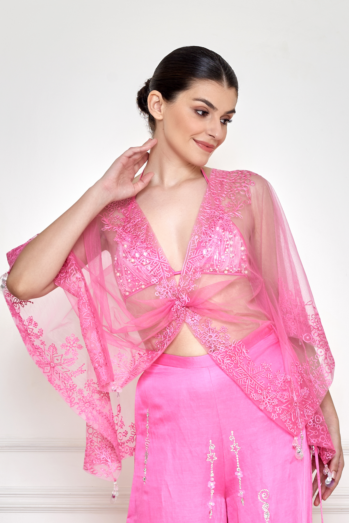 Pink Embroidered Kaftan