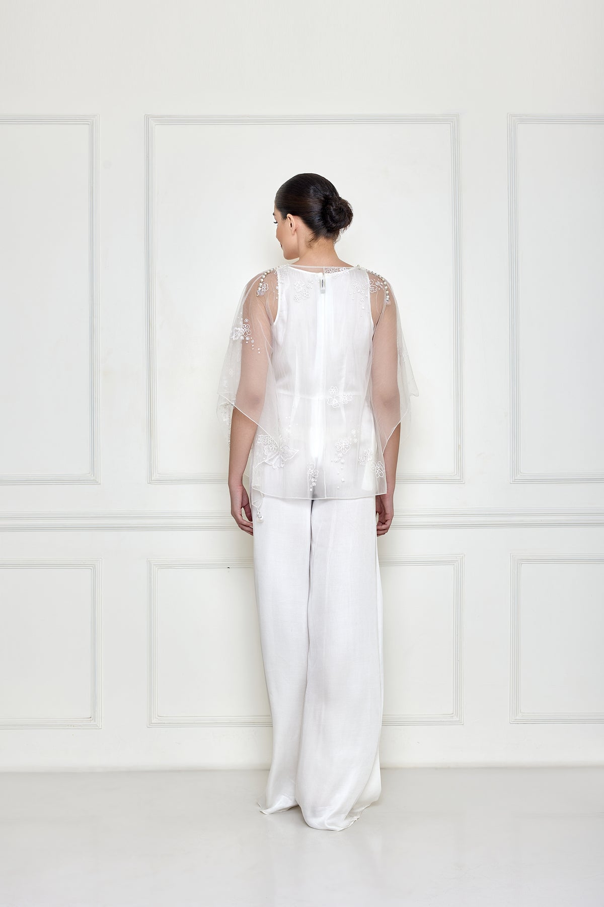 Frost White Net Thread Jumpsuit