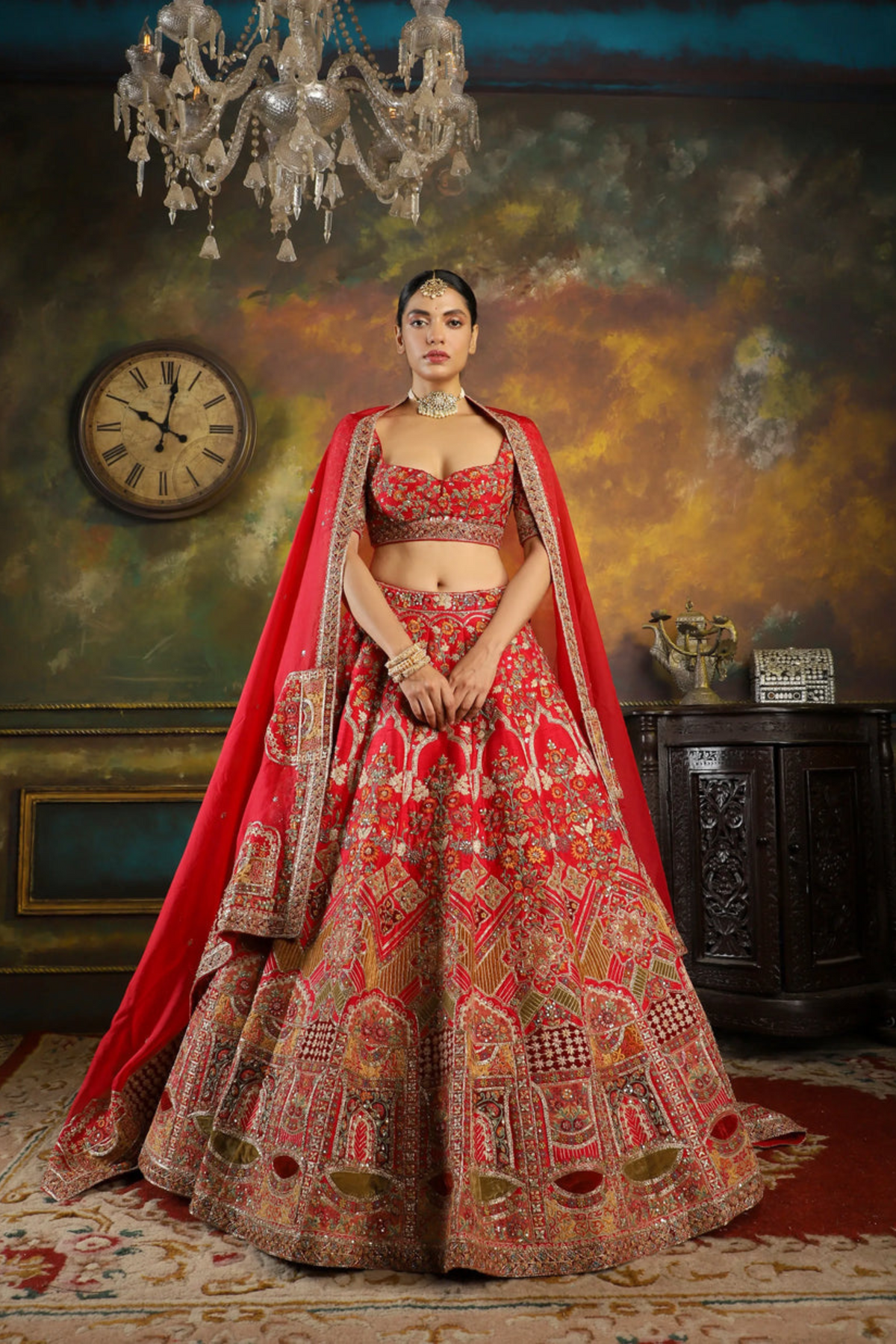 Jahanara Red Lehenga Set