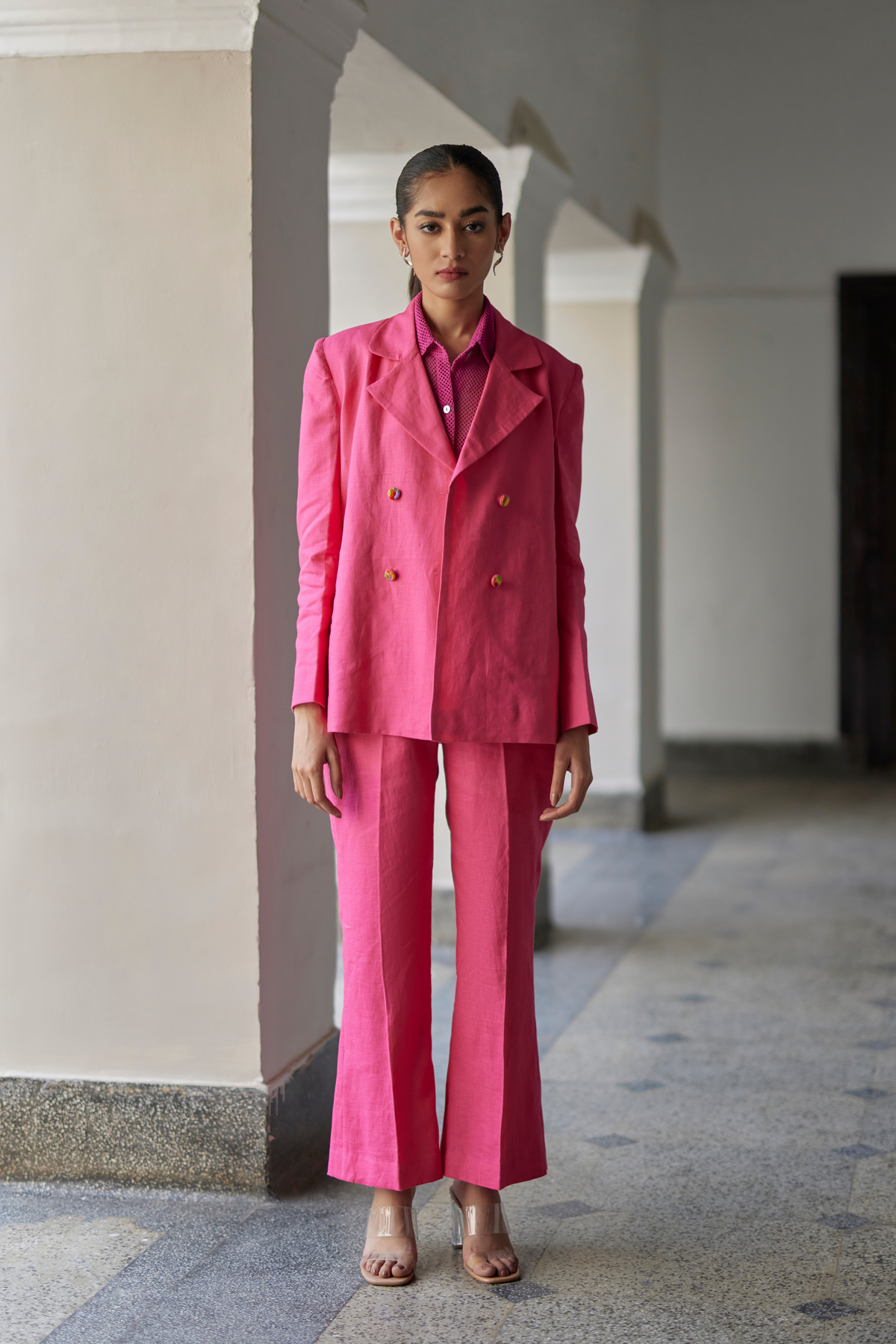 Pink Coronation Linen Jacket Set