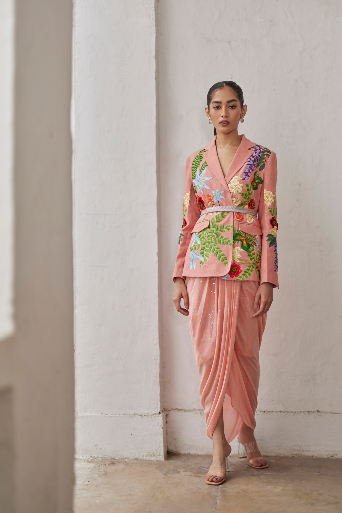 Peach Peony Embroidered Jacket