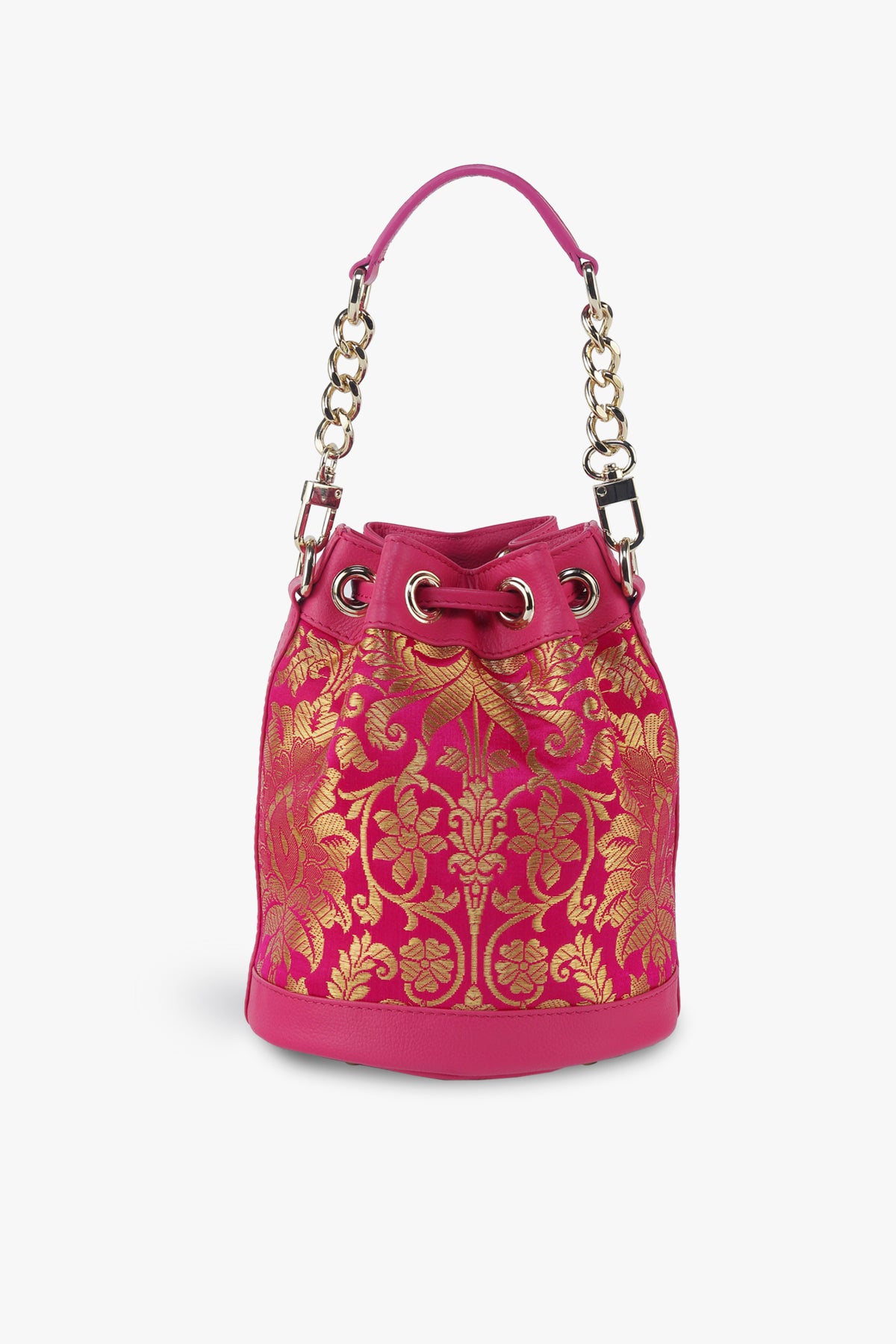 Rani Pink Brocade Bucket Bag