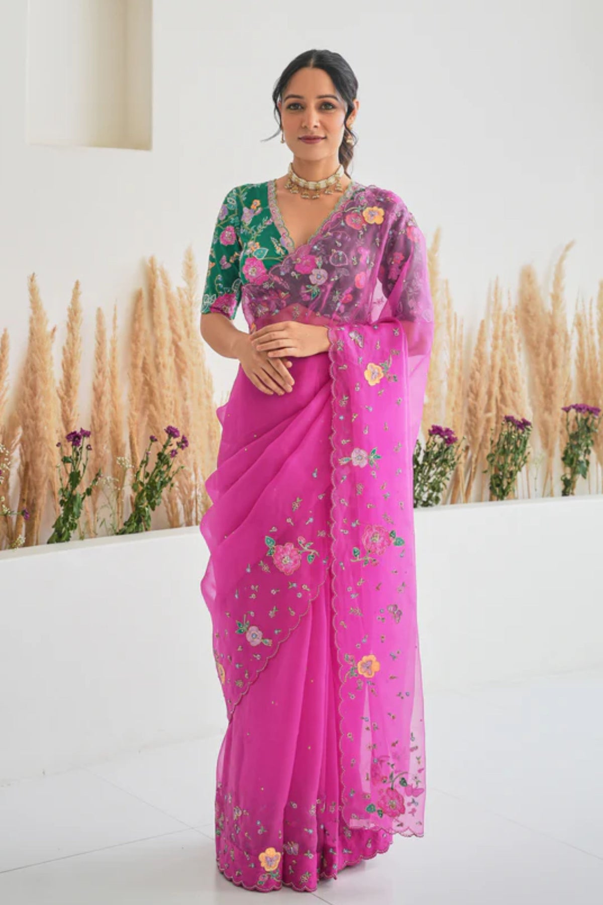 Avril Saree Blouse Set in Magenta