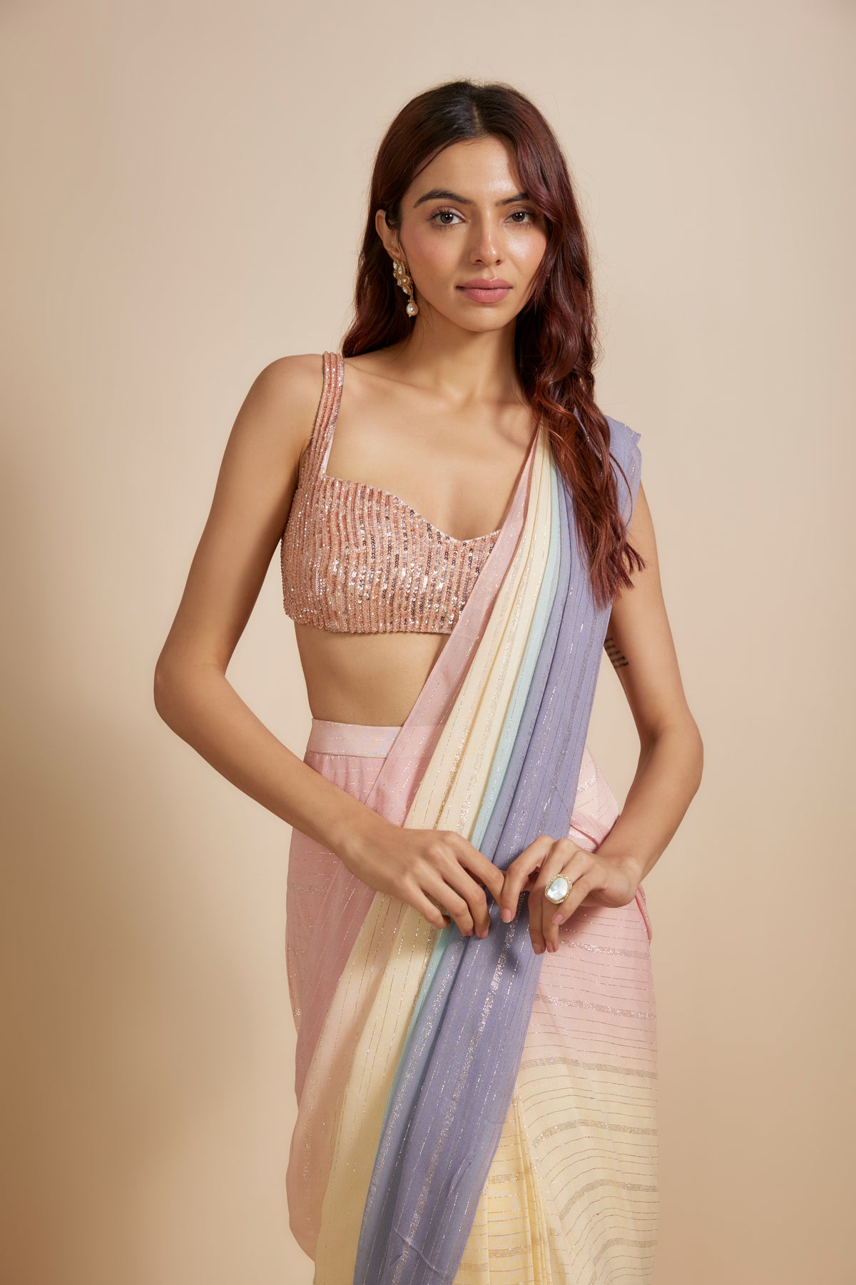 Ombre Saree With Embroidered Blouse