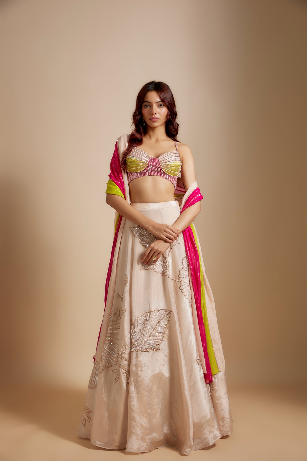 Peach Embroidered Lehenga