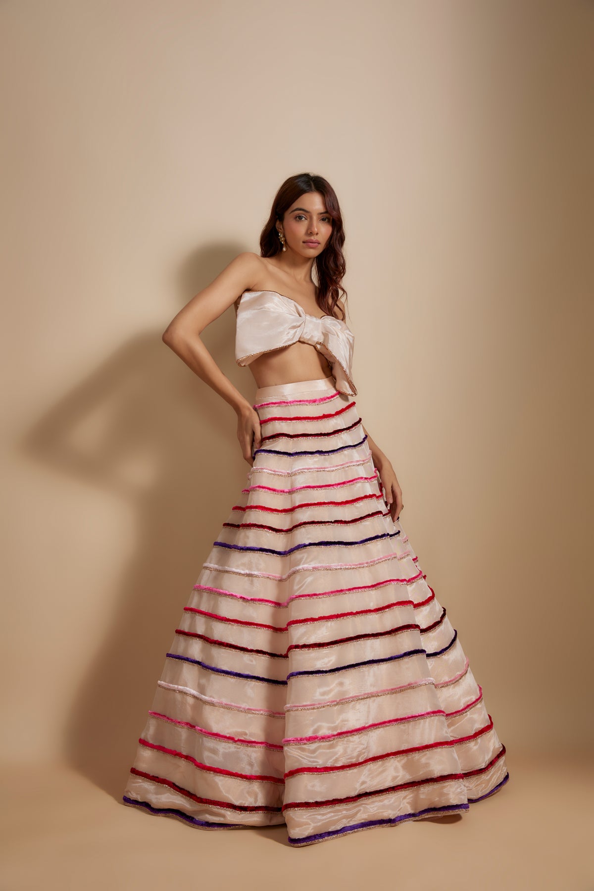 Peach Embroidered Lehenga With Blouse