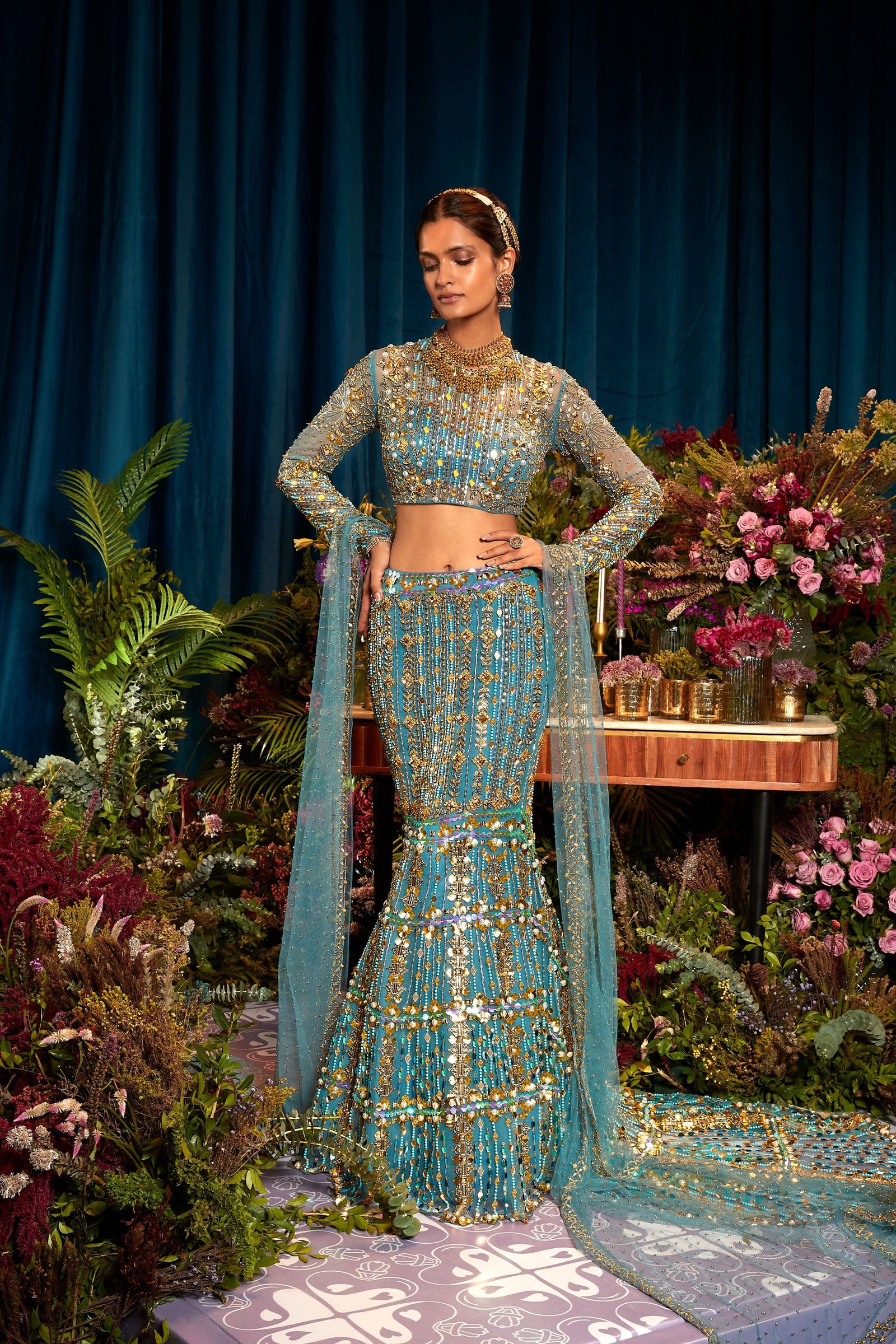 Yellow Embellished Lehenga Set Design by Papa Don't Preach by Shubhika at  Pernia's Pop Up Shop 2024