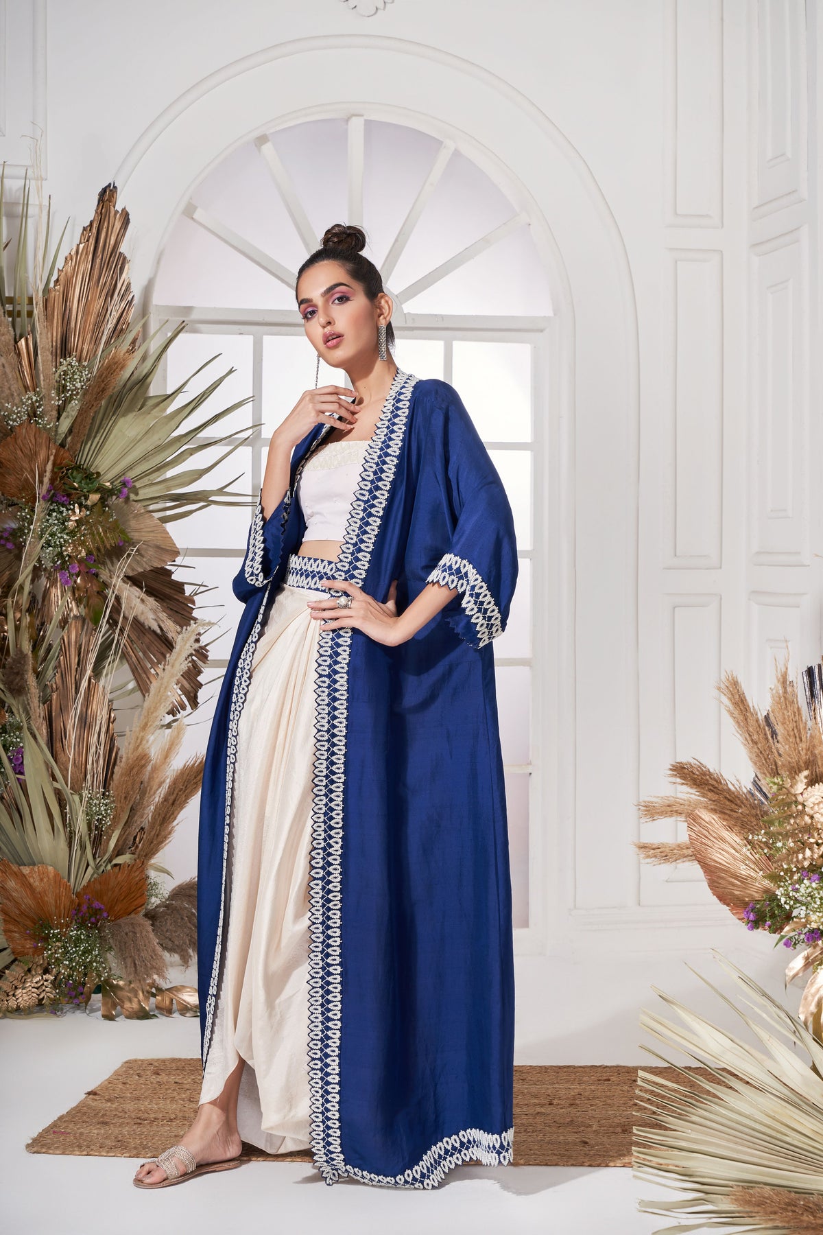 Royal blue moti cape set