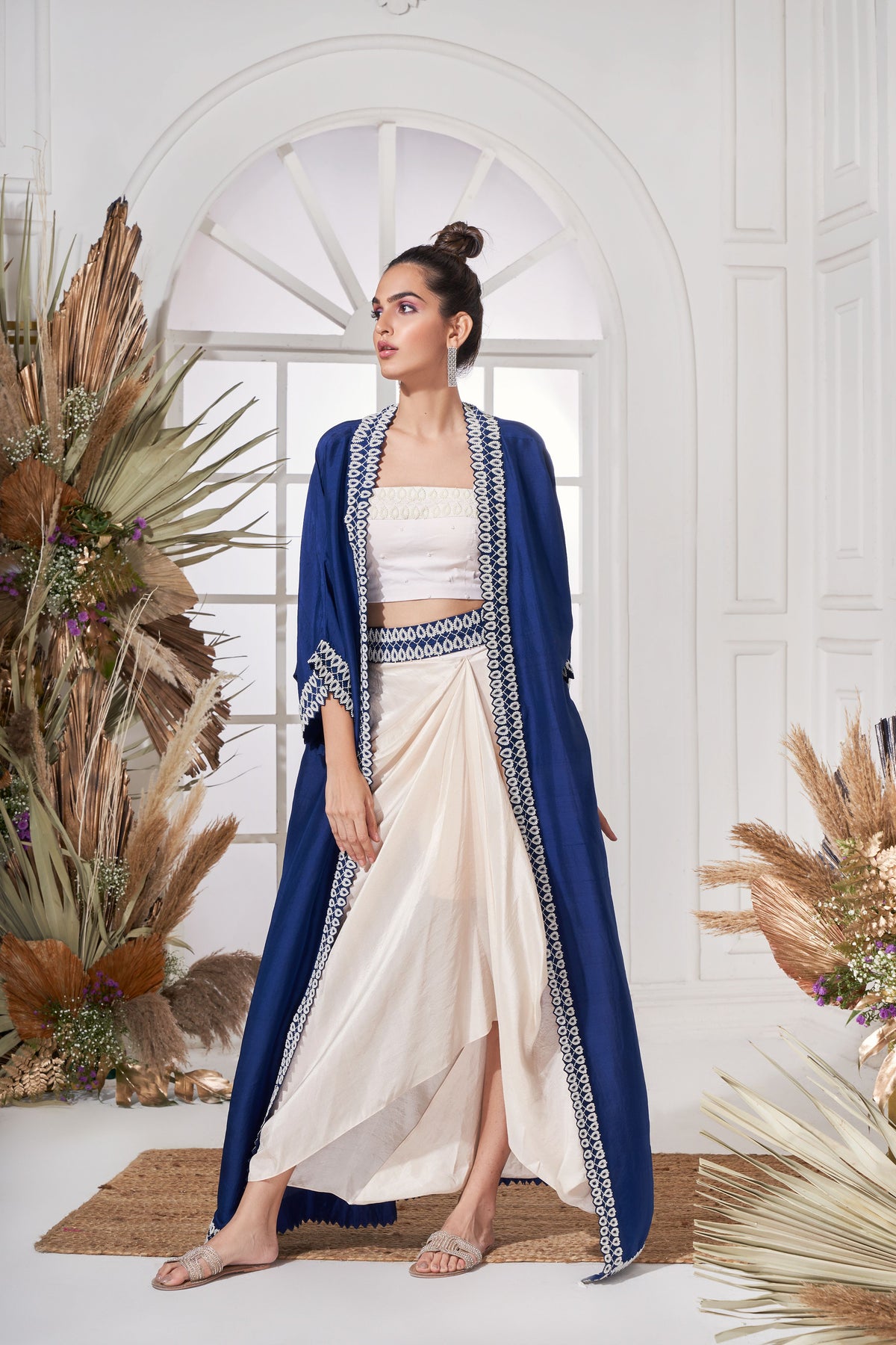 Royal blue moti cape set