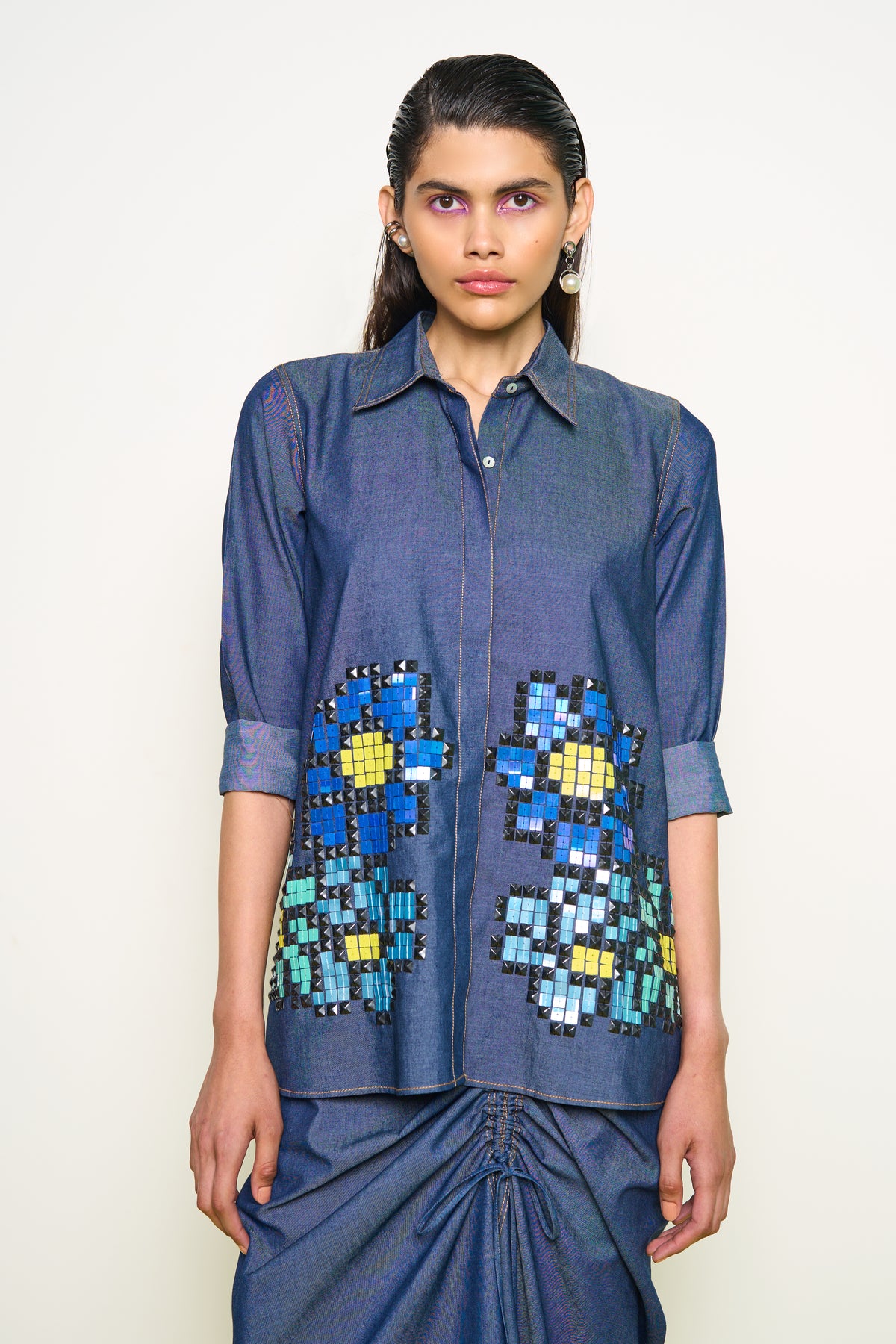 Denim Wildflower Shirt