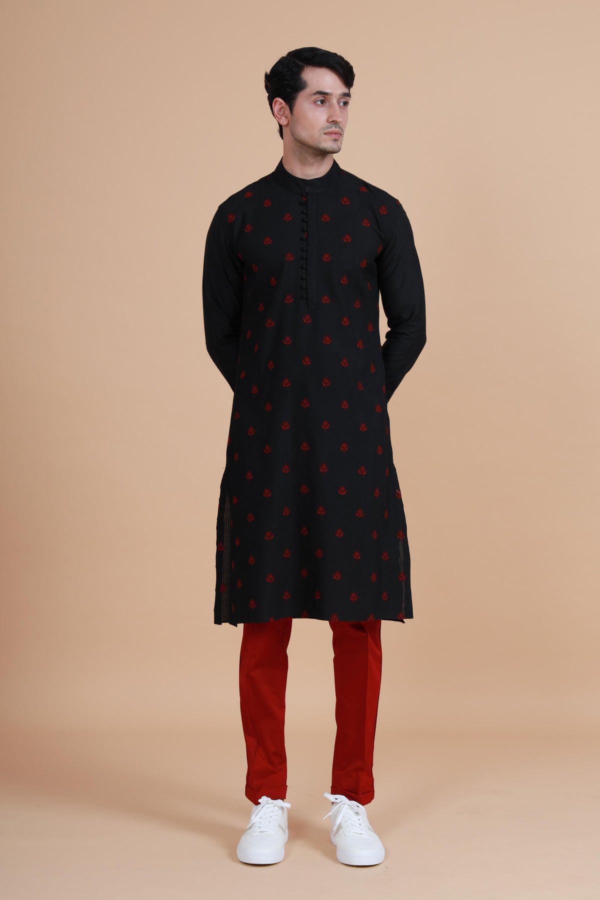 The Pintucked Butti Loop Button Kurta