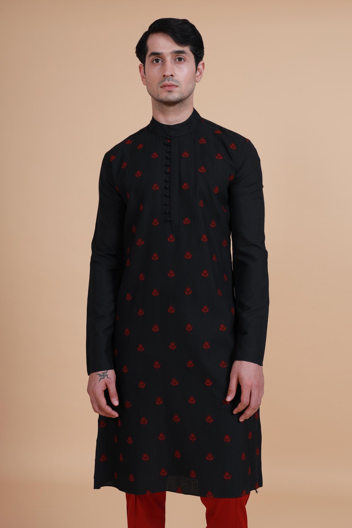 The Pintucked Butti Loop Button Kurta