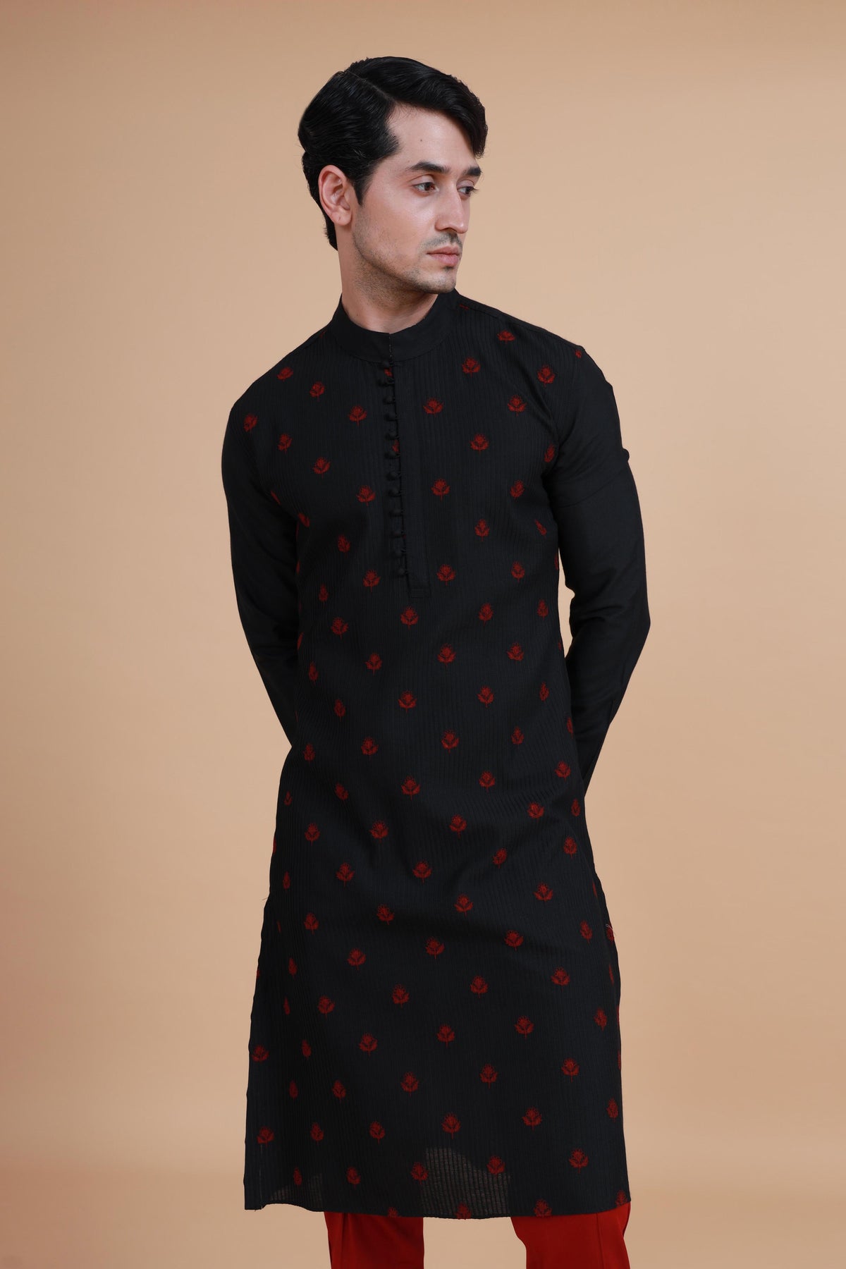 The Pintucked Butti Loop Button Kurta