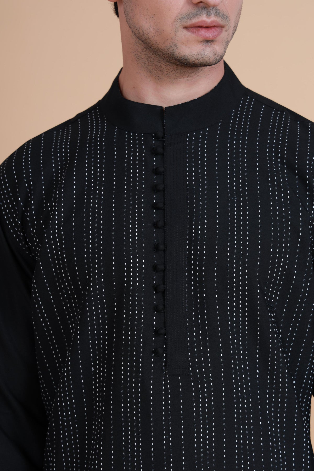 Interspersed Striped Kantha Kurta