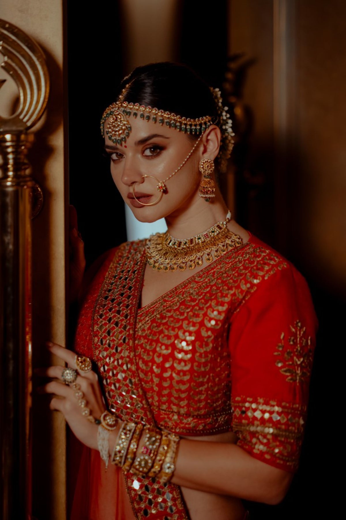 Ashani Red Bridal Lehanga Set