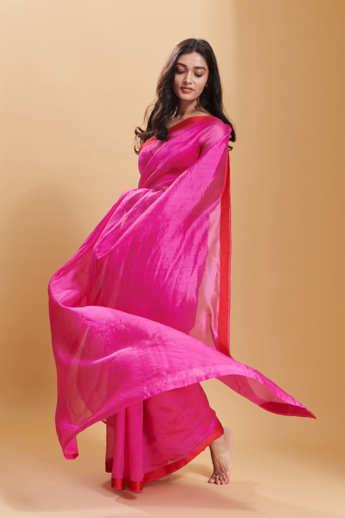 Pink Love Canal Organza Mulberry Saree