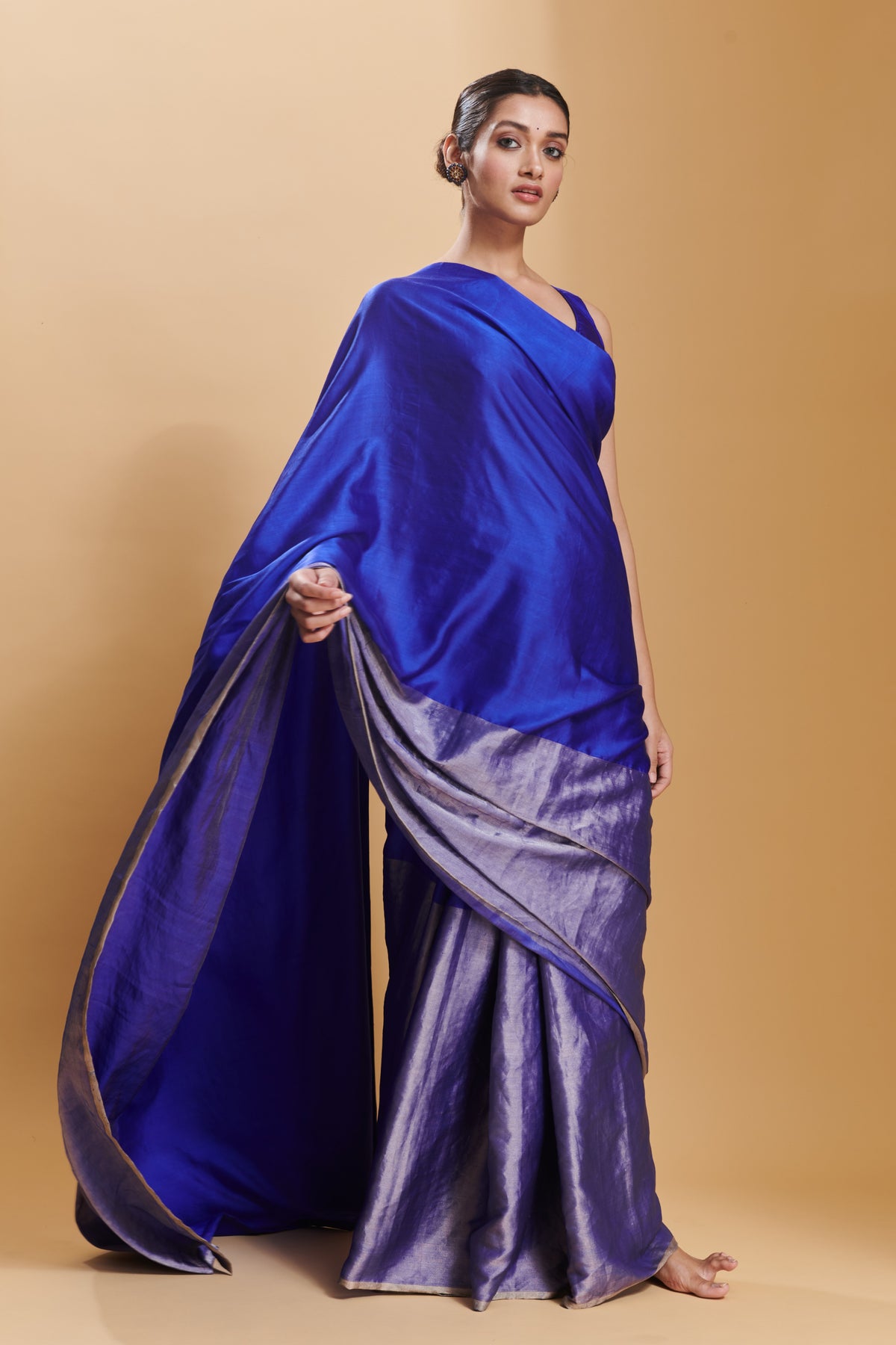 Blue Confluence Silk Satin  Saree