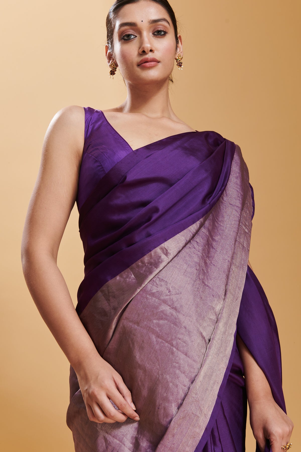 Purple Confluence Silk Satin  Saree