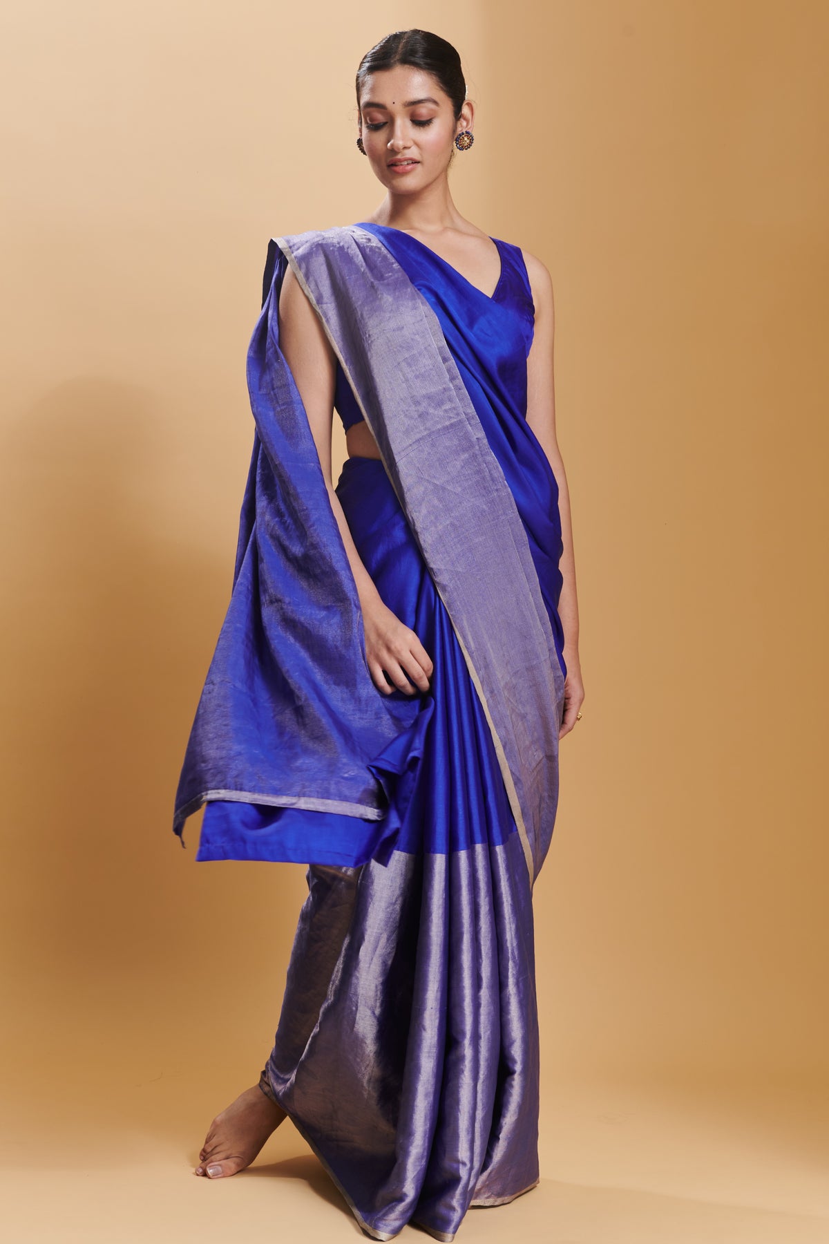 Blue Confluence Silk Satin  Saree