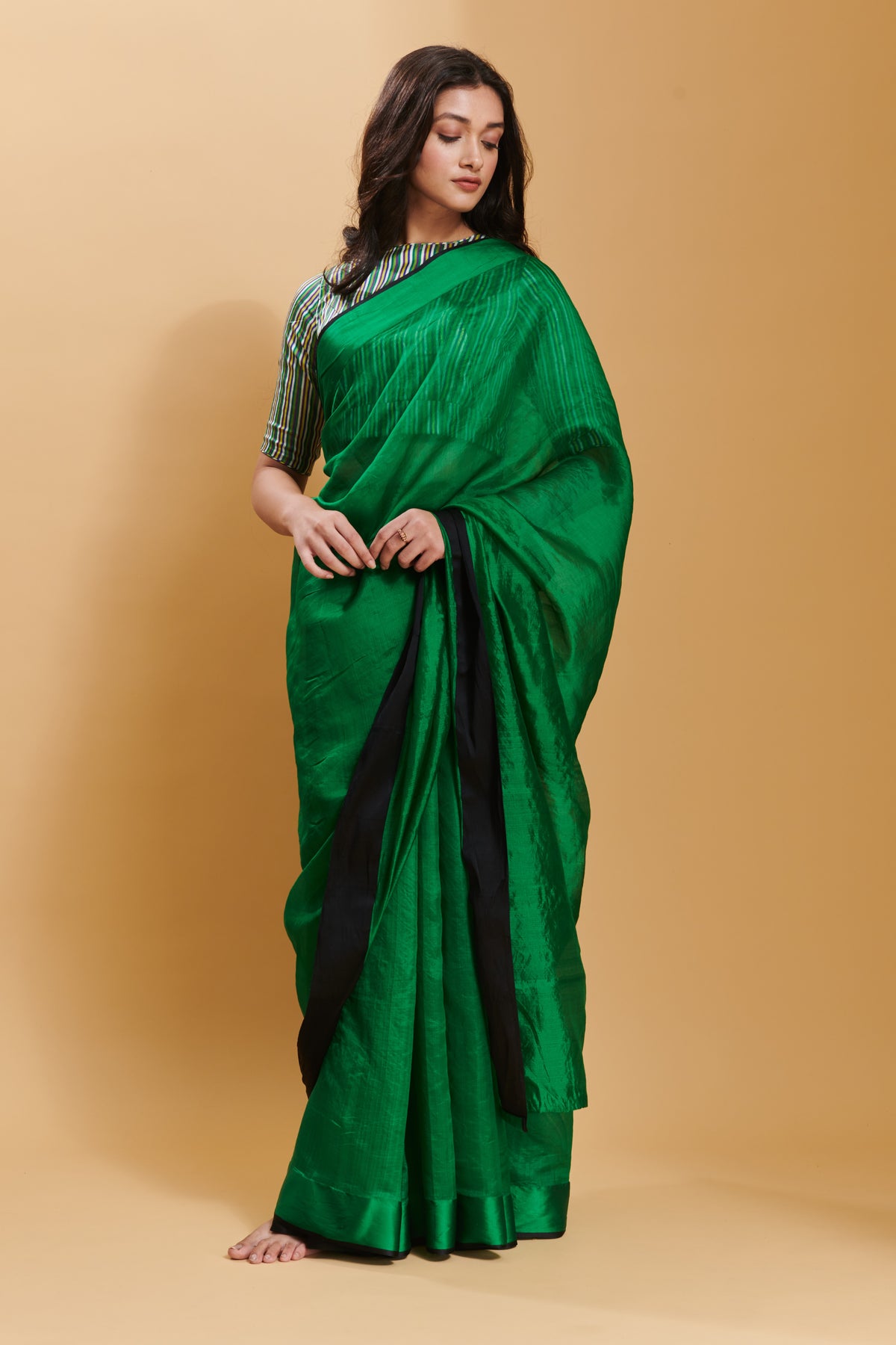 Green Love Canal Organza Mulberry Saree