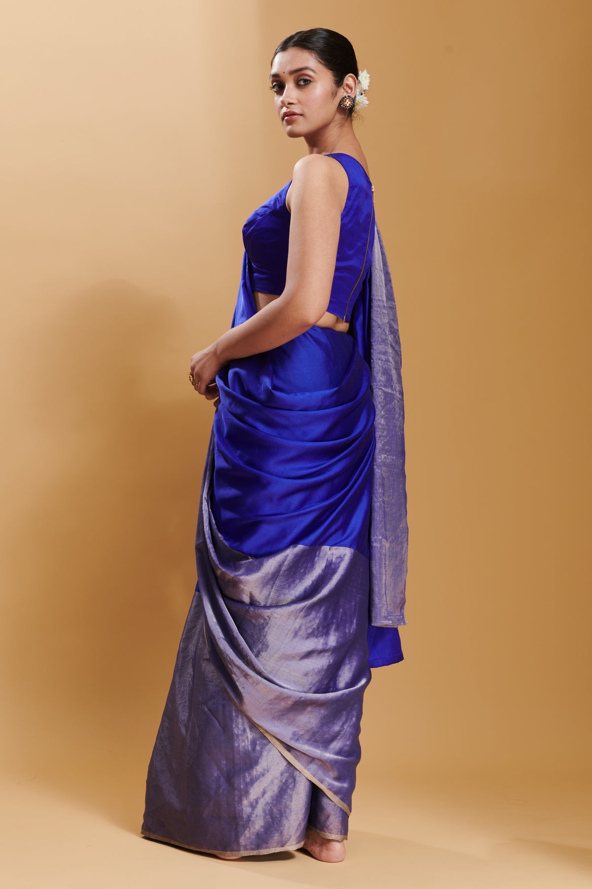 Blue Confluence Silk Satin  Saree