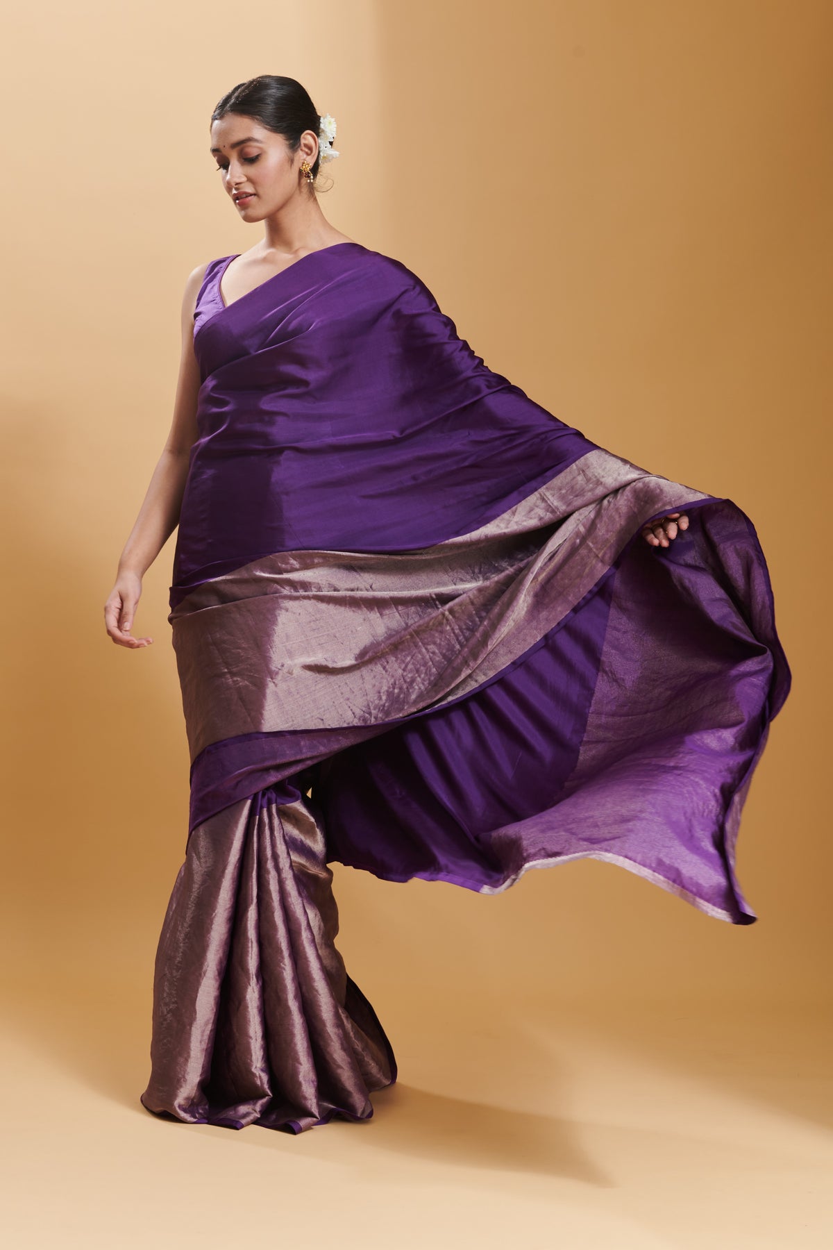 Purple Confluence Silk Satin  Saree