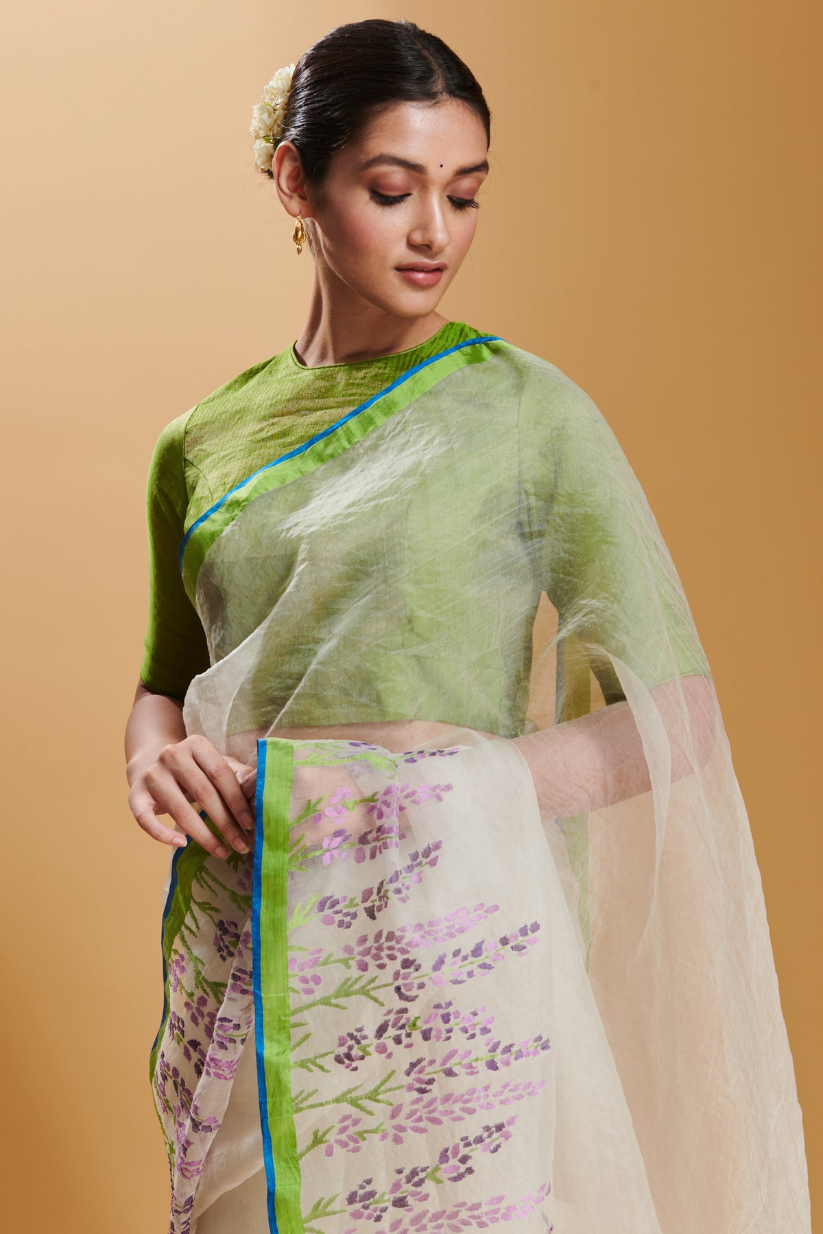 Lavender Field Silk Jamdani Saree