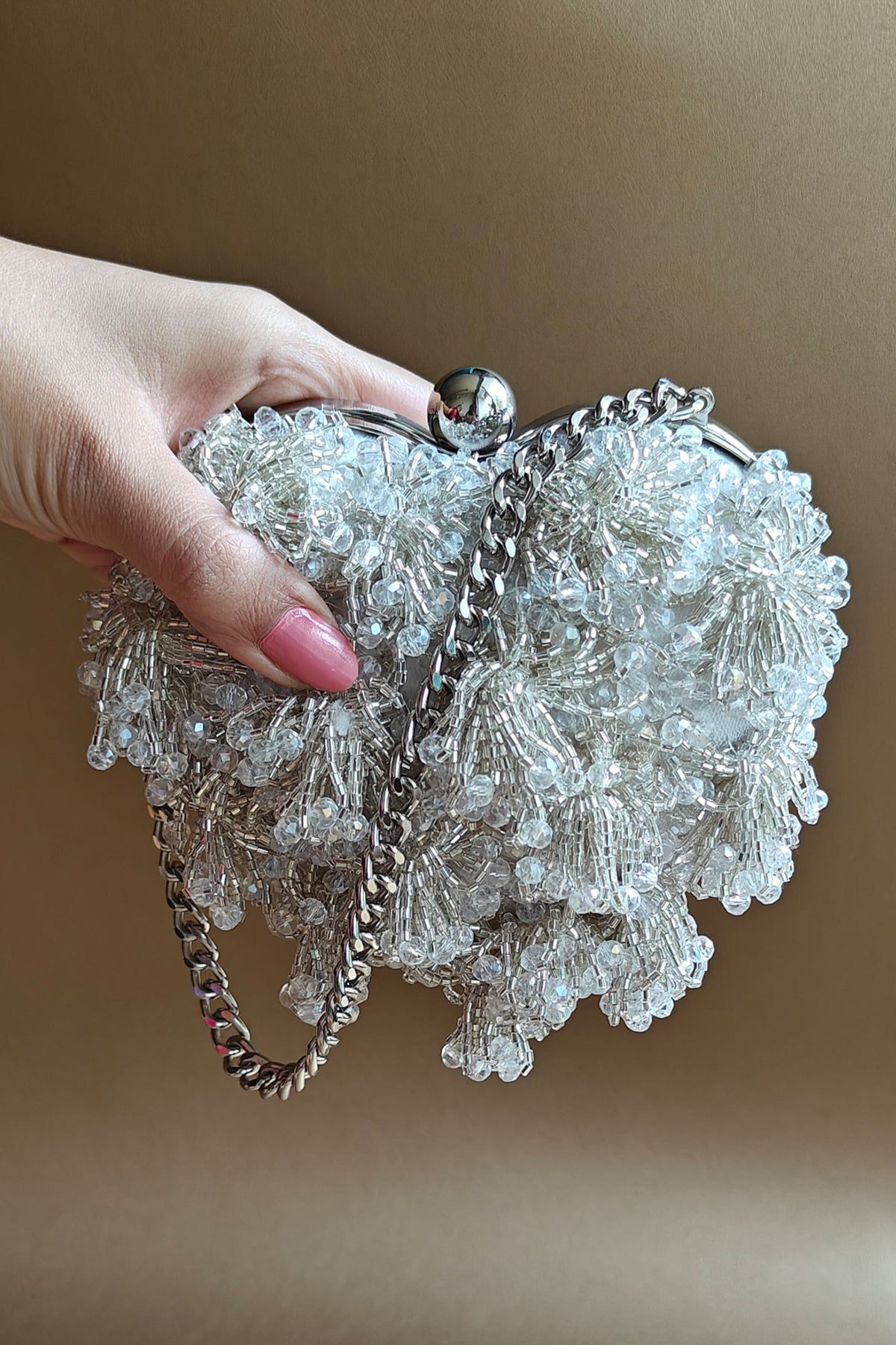 Pearl White Micro Heart Bag