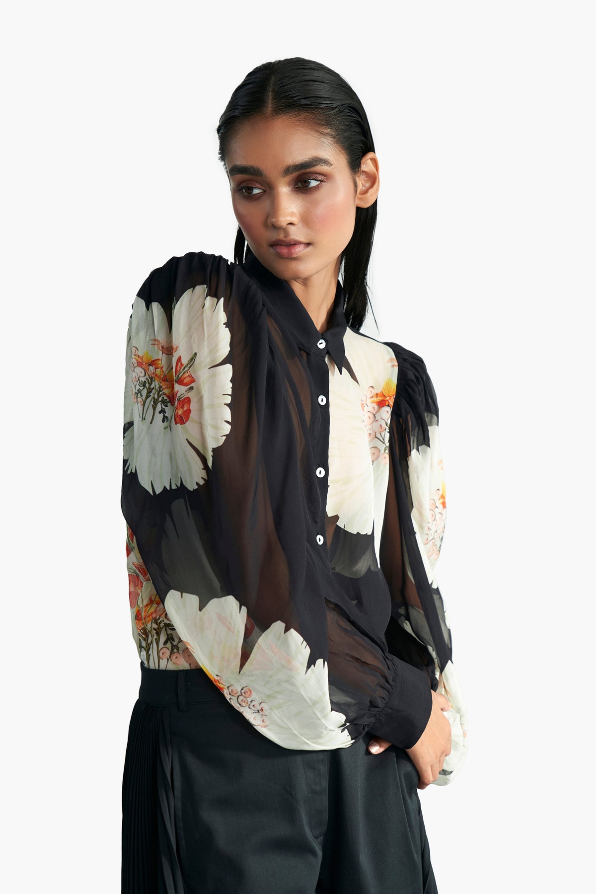 Printed Puffed Sleeve Shirt