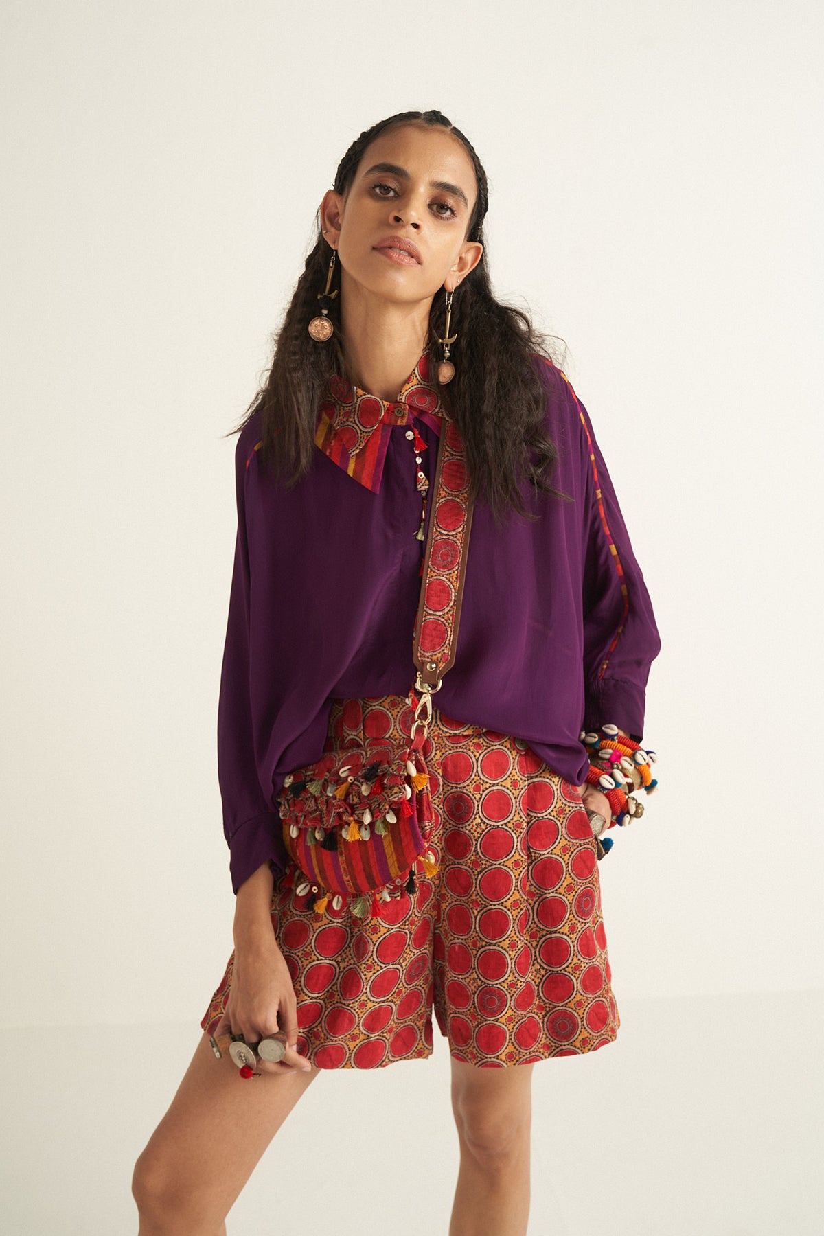 Mandala shirt with manyu shorts