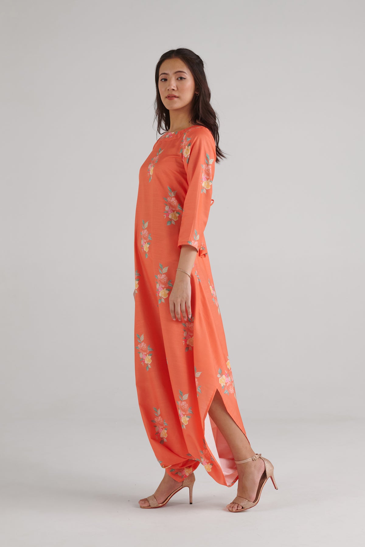 Bright Orange Dhoti Jumpsuit