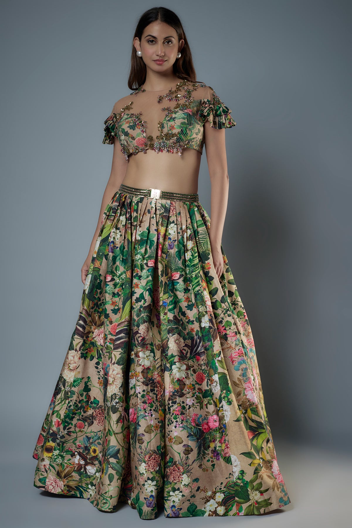 Printed Patchwork Lehenga Set