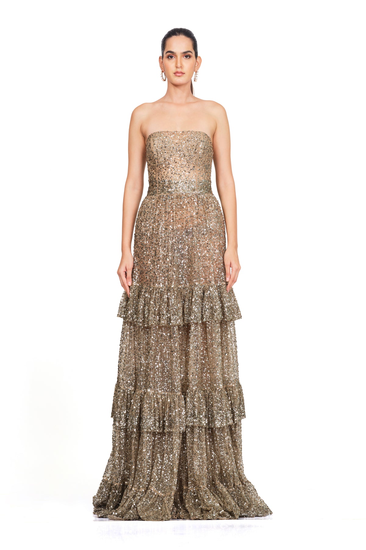 Sequin Embroidered Tube Gown