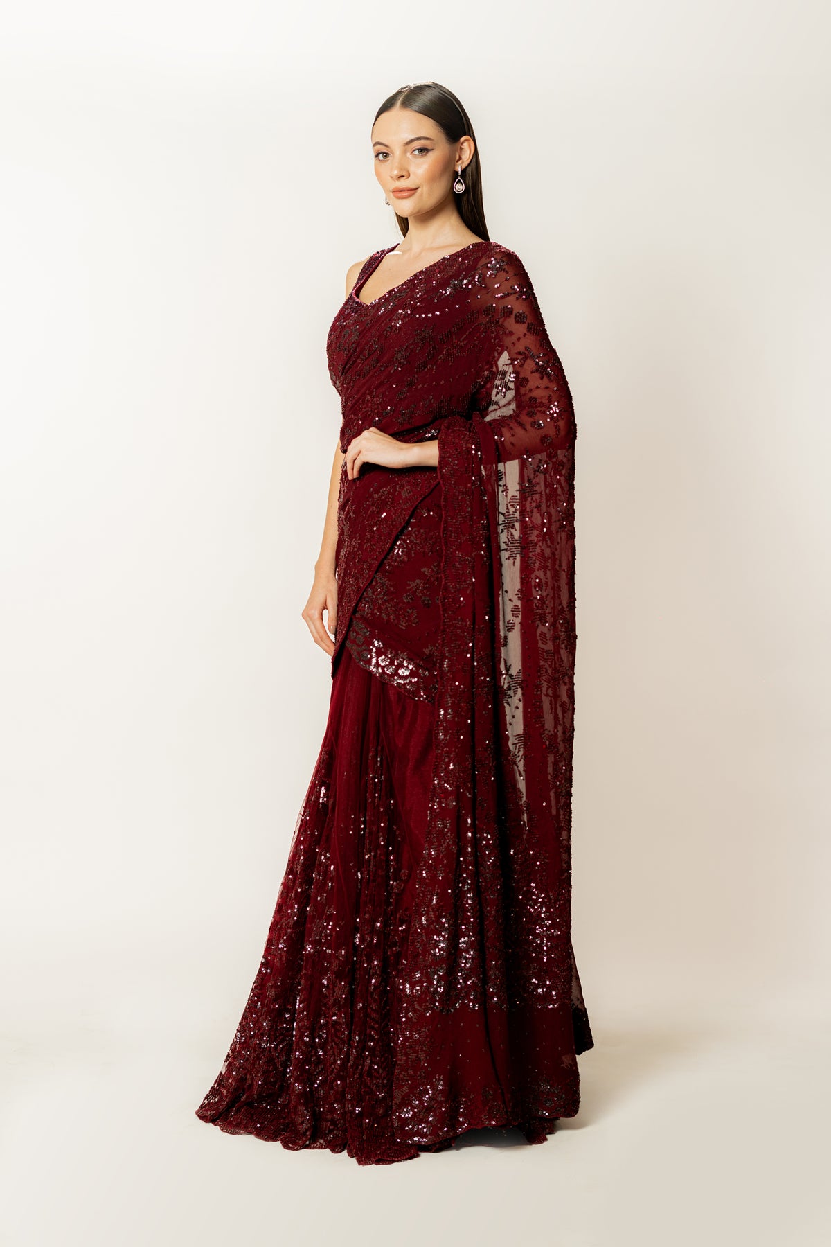 Adha Lehenga Saree Set