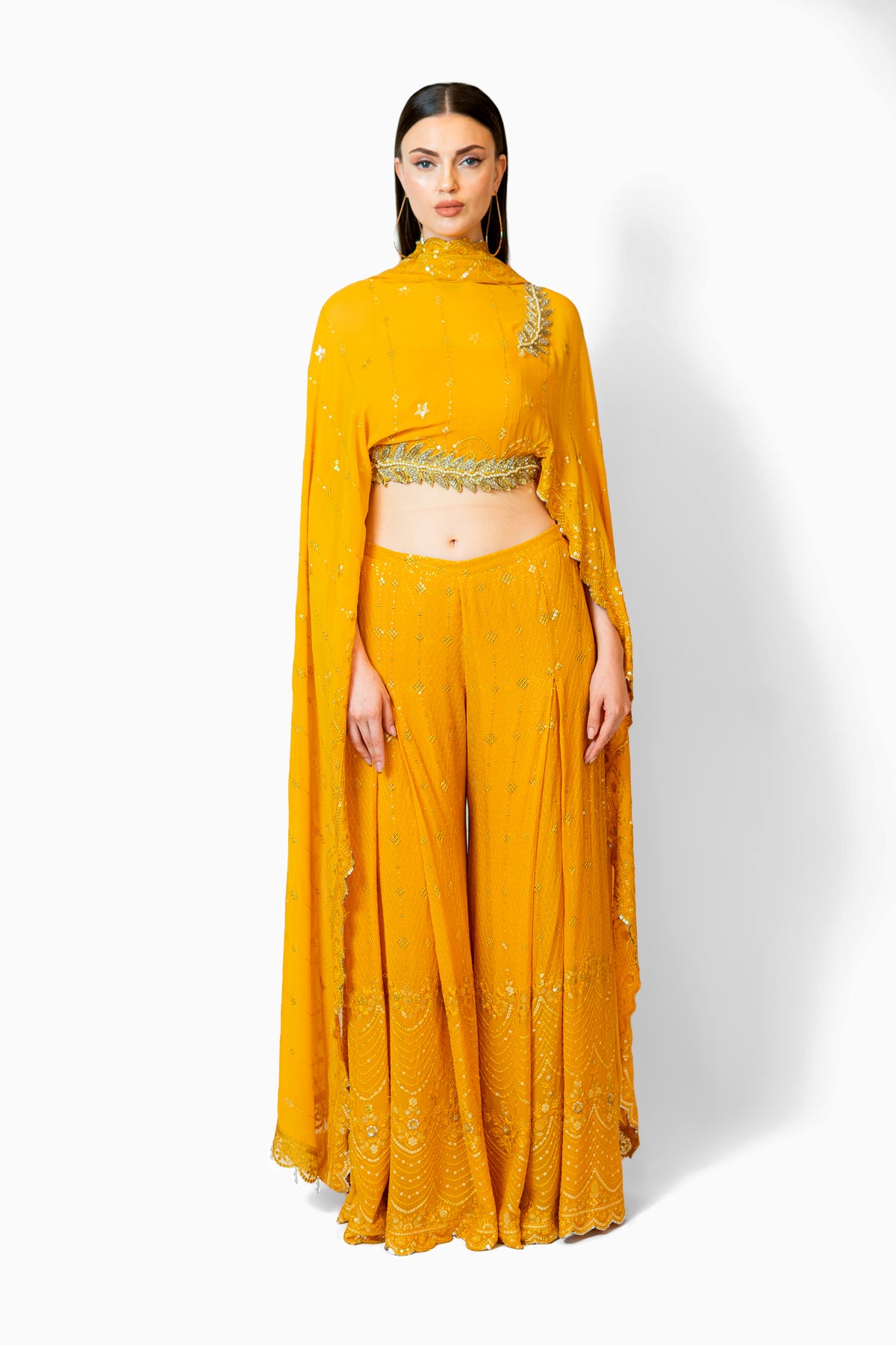 Yellow Adha Cape Set