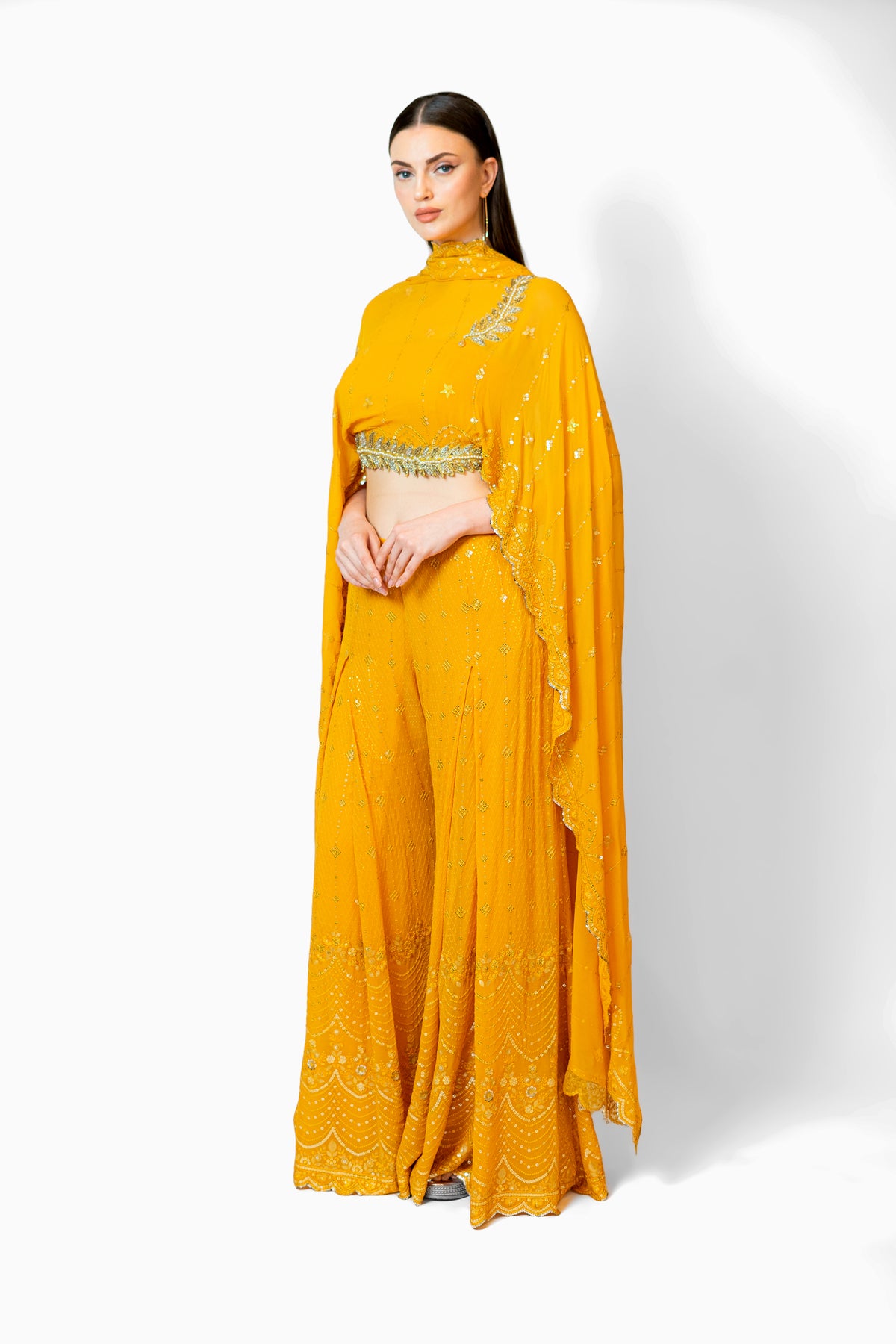 Yellow Adha Cape Set