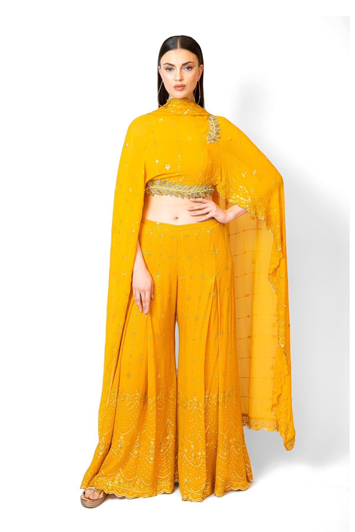 Yellow Adha Cape Set