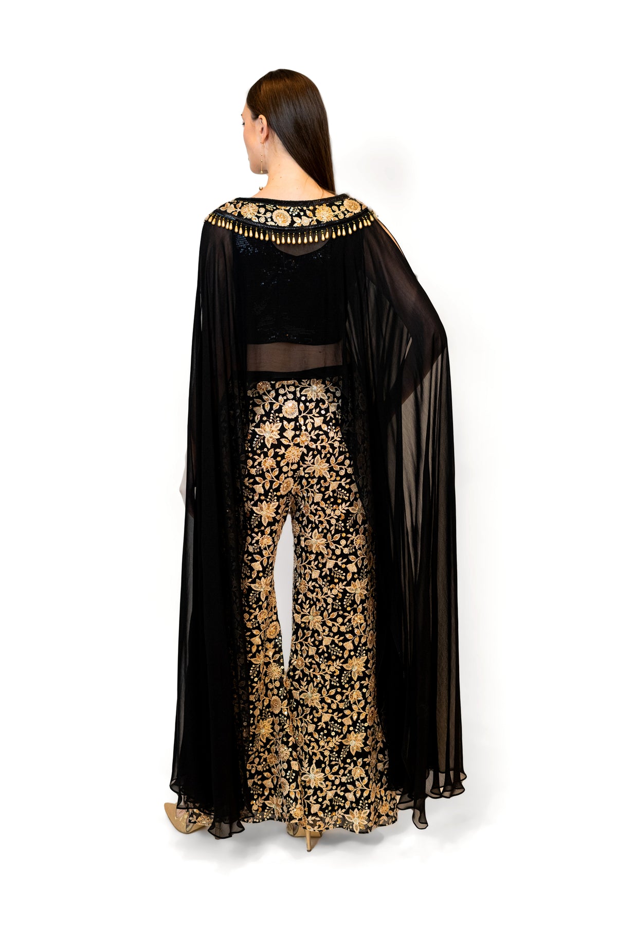 Black and Gold Adha Cape Set