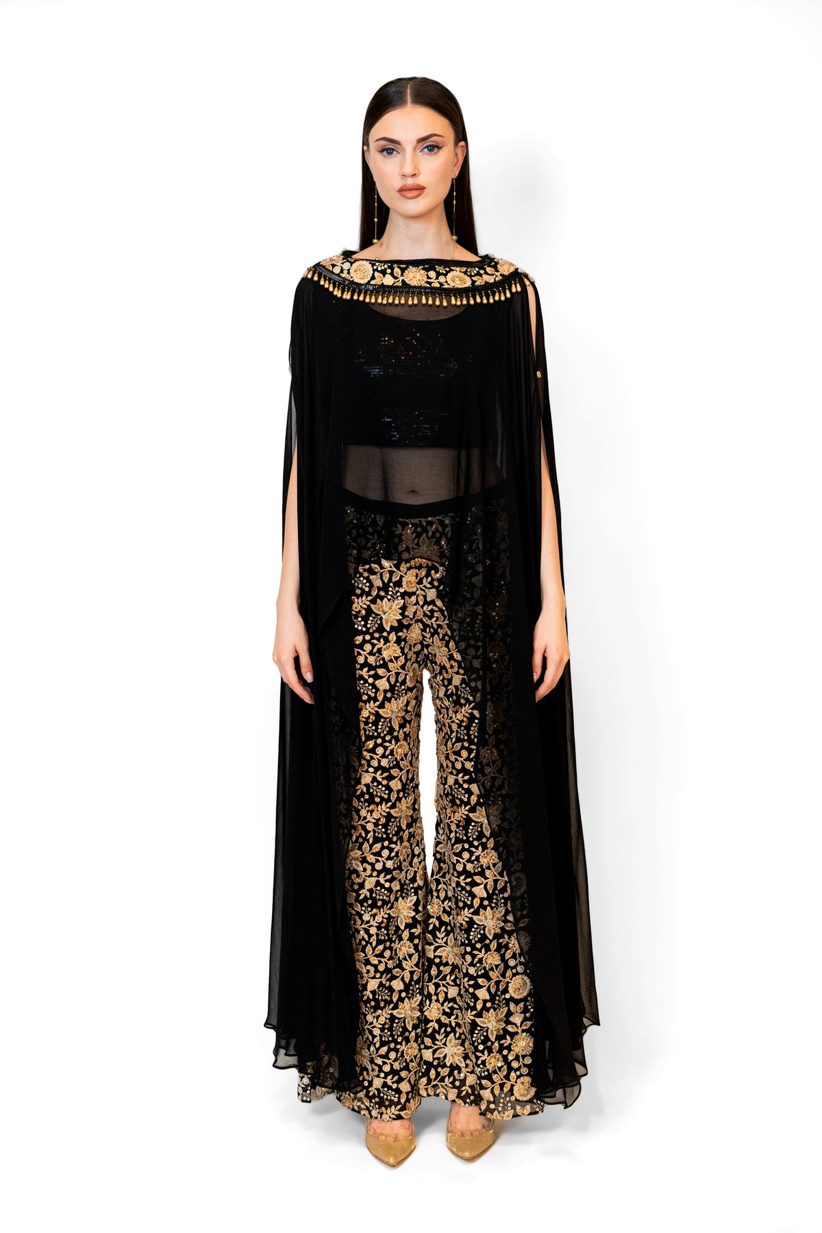 Black and Gold Adha Cape Set