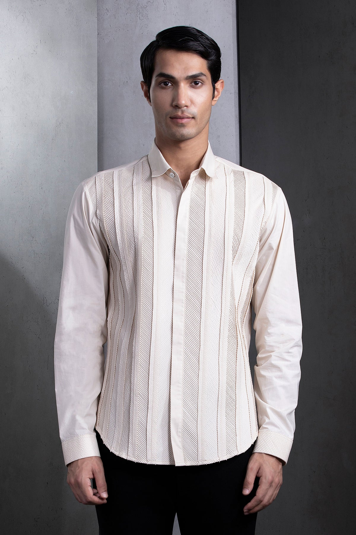 Herringbone Pintuck Shirt