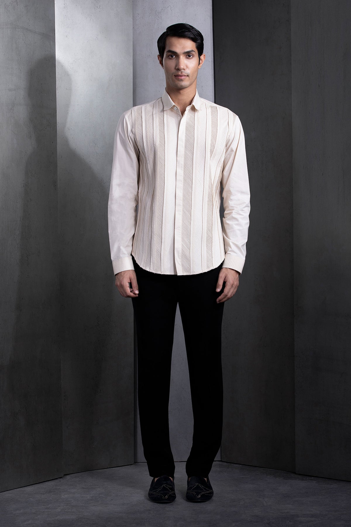 Herringbone Pintuck Shirt